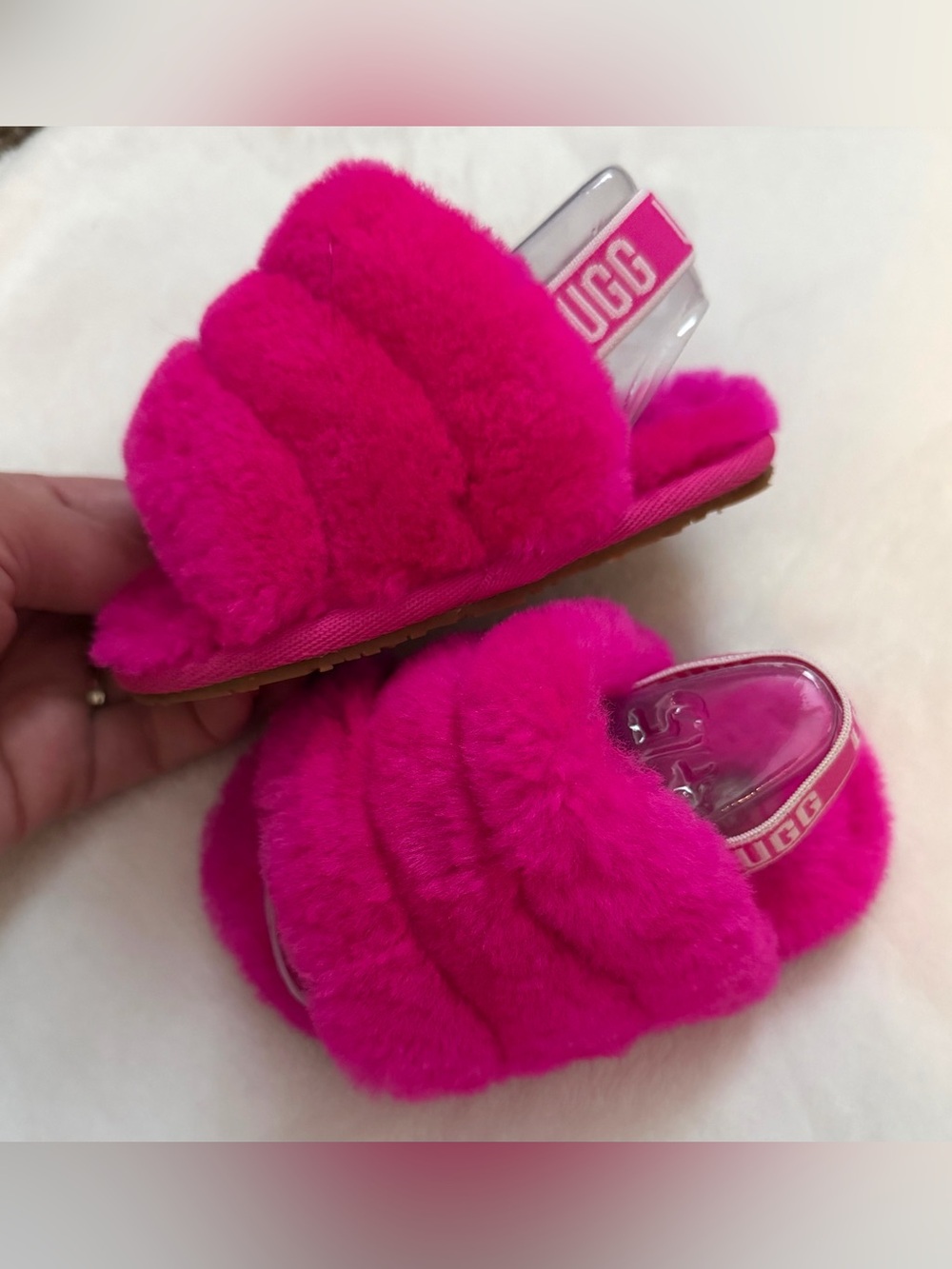 Toddler UGG Hot Pink Fluff Slide